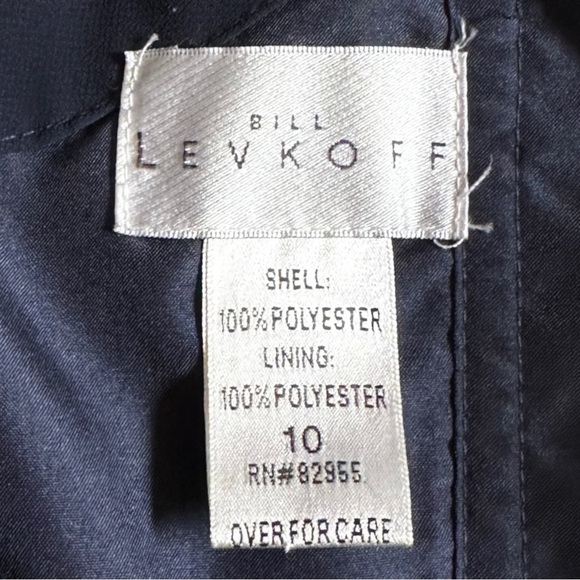 Bill Levkoff Navy Chiffon Pleated Maxi Dress 10 Formal Evening Bridesmaid Gown - Picture 6 of 10